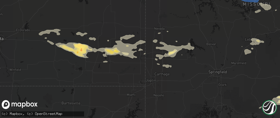 Hail map in Pittsburg, KS on July 10, 2026