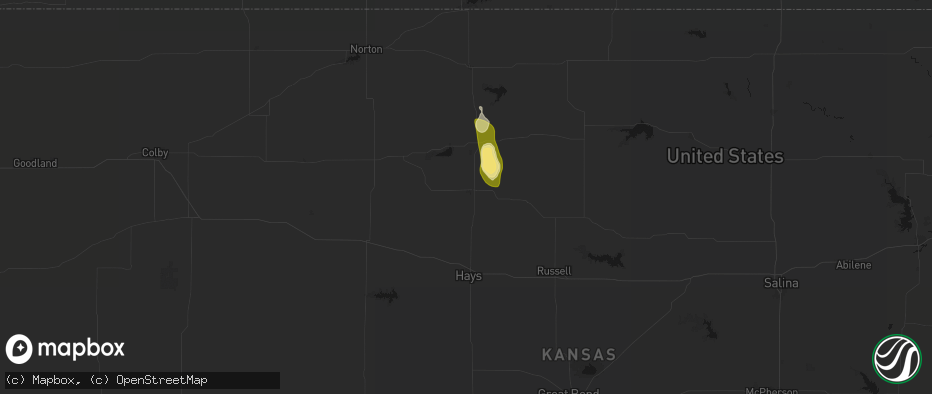 Hail map in Plainville, KS on July 10, 2026