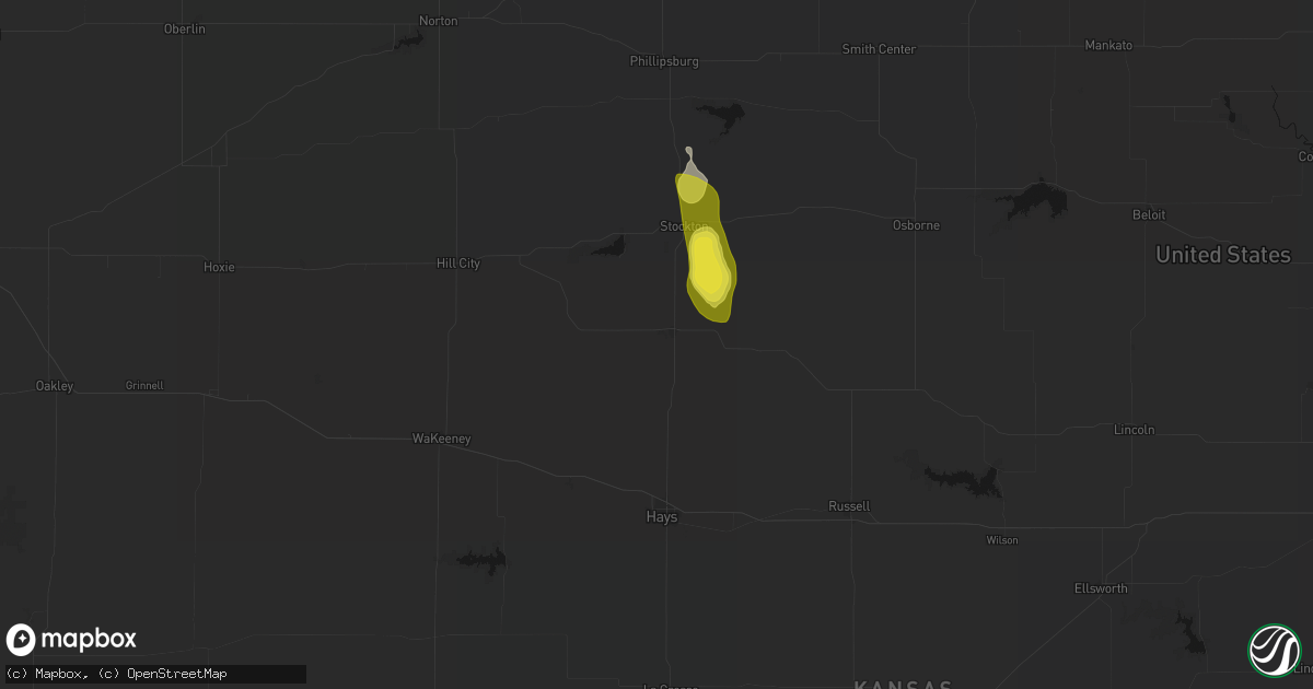 Hail map in Plainville, KS on July 10, 2026