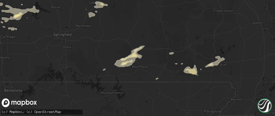 Hail map in Pomona, MO on July 10, 2026