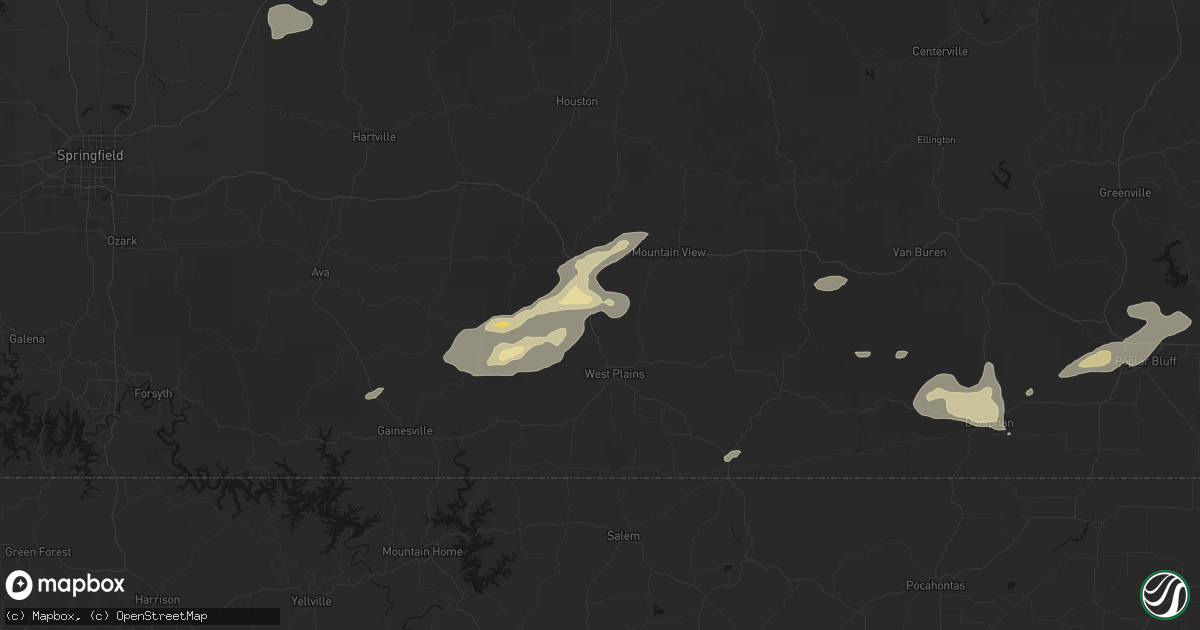 Hail map in Pomona, MO on July 10, 2026