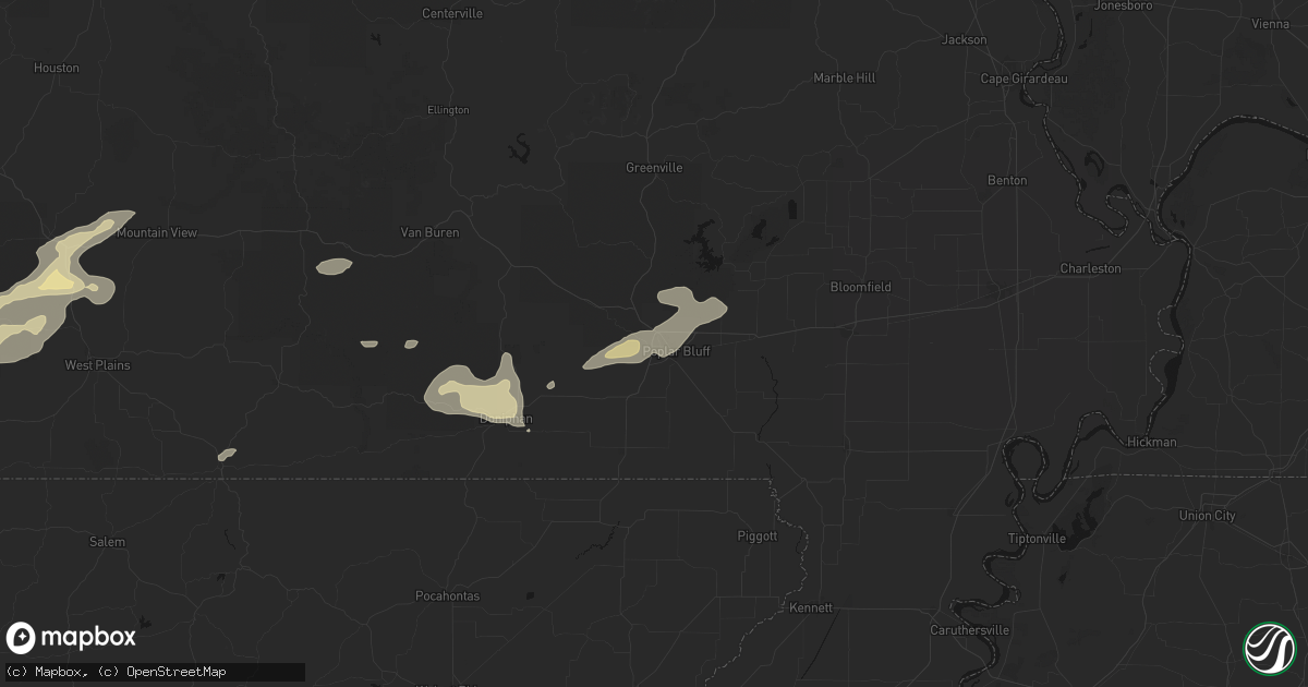 Hail map in Poplar Bluff, MO on July 10, 2026