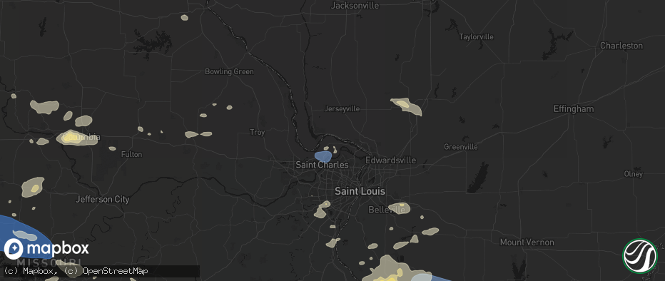 Hail map in Portage Des Sioux, MO on July 10, 2026