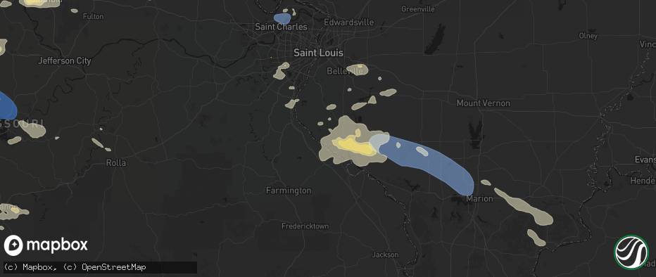 Hail map in Prairie Du Rocher, IL on July 10, 2026