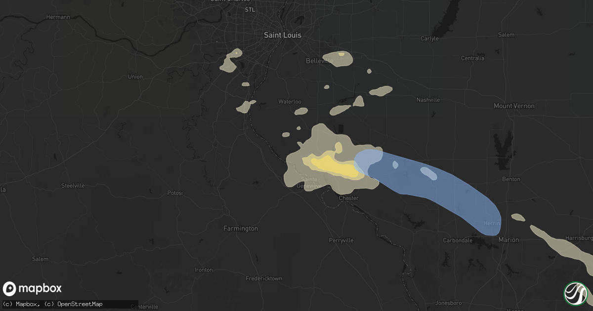 Hail map in Prairie Du Rocher, IL on July 10, 2026