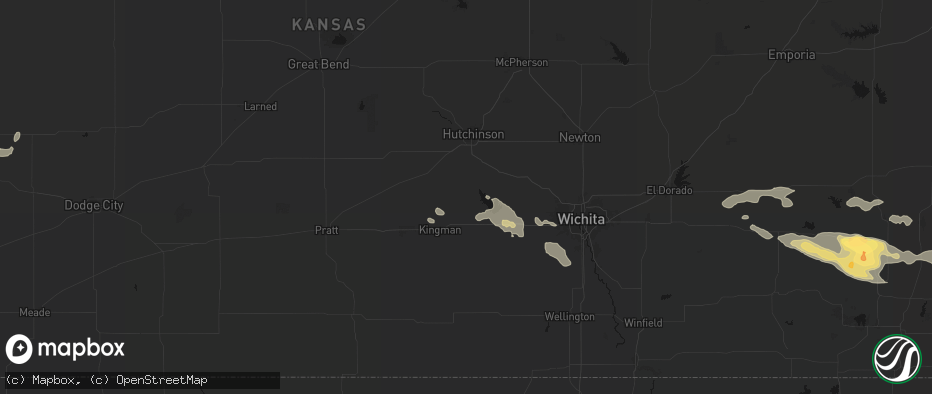 Hail map in Pretty Prairie, KS on July 10, 2026