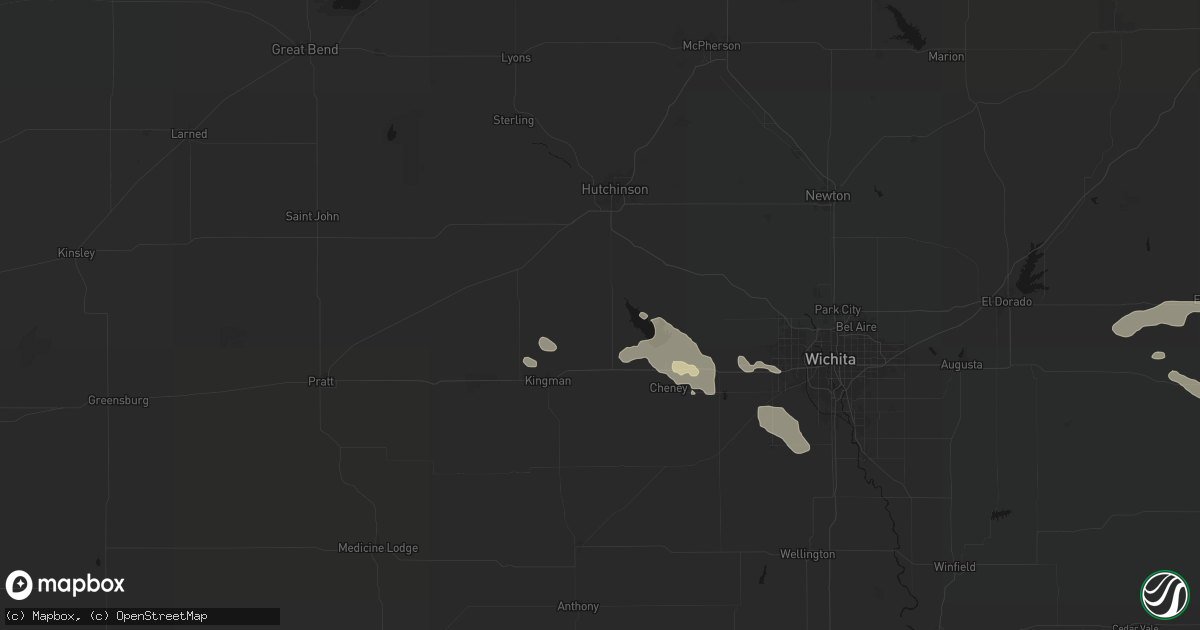 Hail map in Pretty Prairie, KS on July 10, 2026