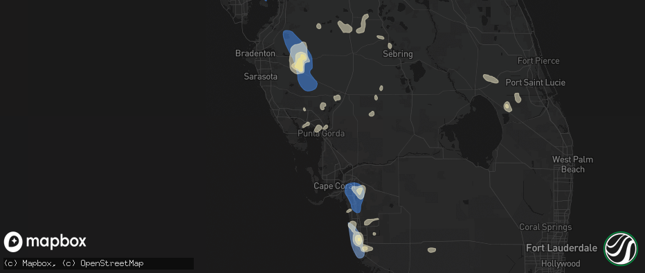 Hail map in Punta Gorda, FL on July 10, 2026