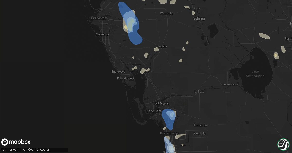 Hail map in Punta Gorda, FL on July 10, 2026