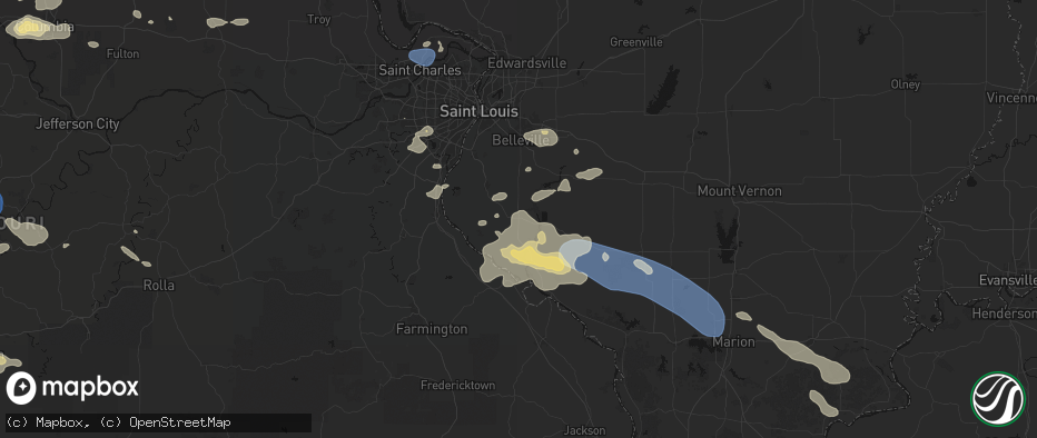 Hail map in Red Bud, IL on July 10, 2026
