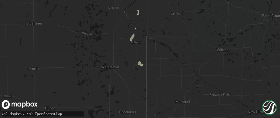 Hail map in Revillo, SD on July 10, 2026