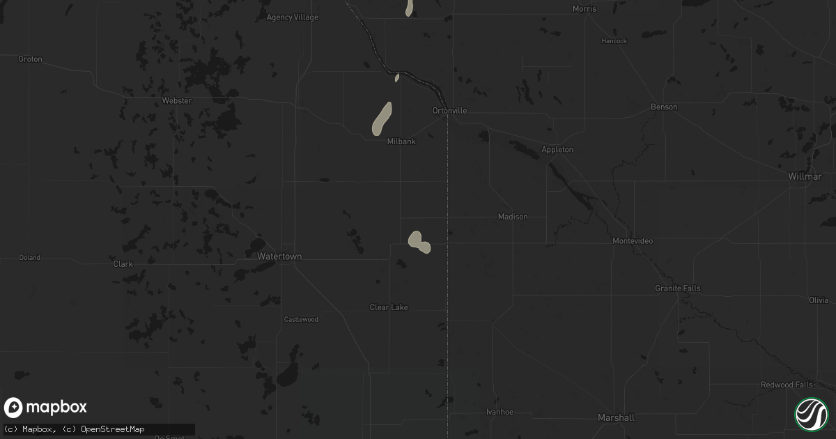Hail map in Revillo, SD on July 10, 2026