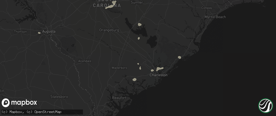 Hail map in Ridgeville, SC on July 10, 2026