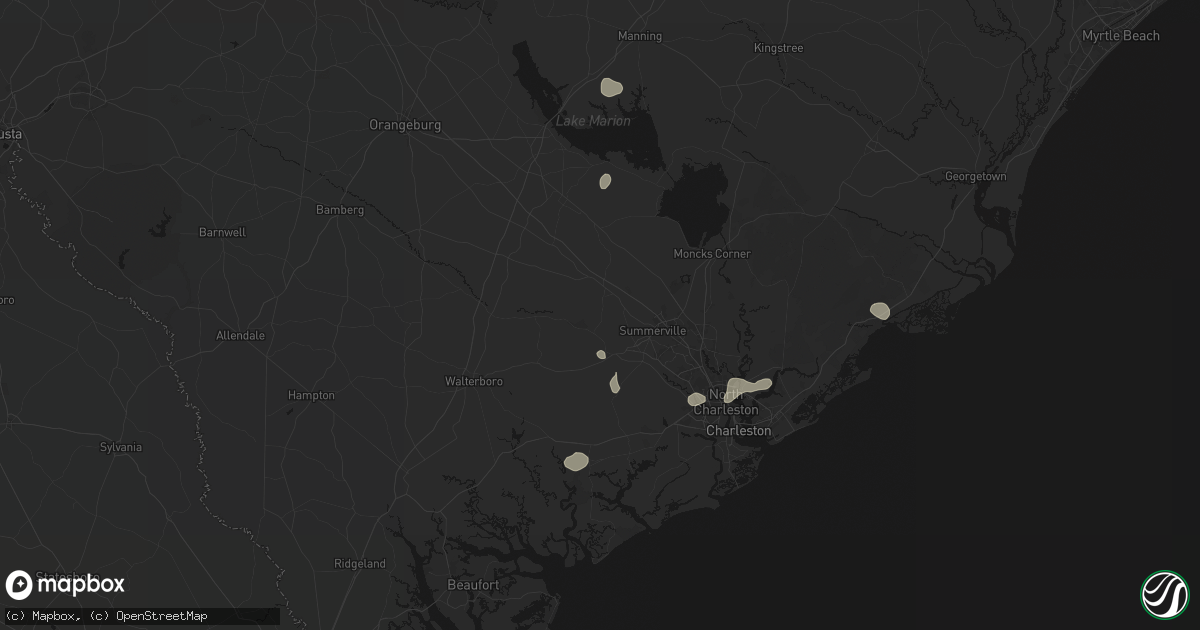 Hail map in Ridgeville, SC on July 10, 2026