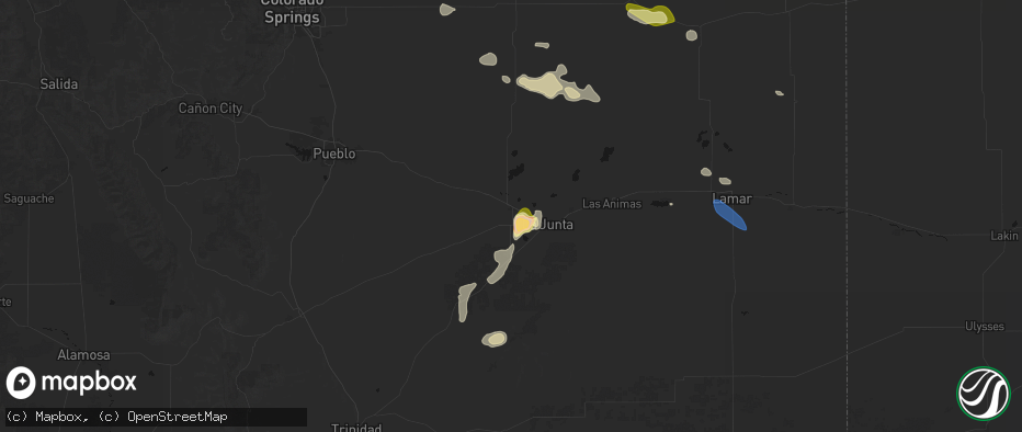 Hail map in Rocky Ford, CO on July 10, 2026