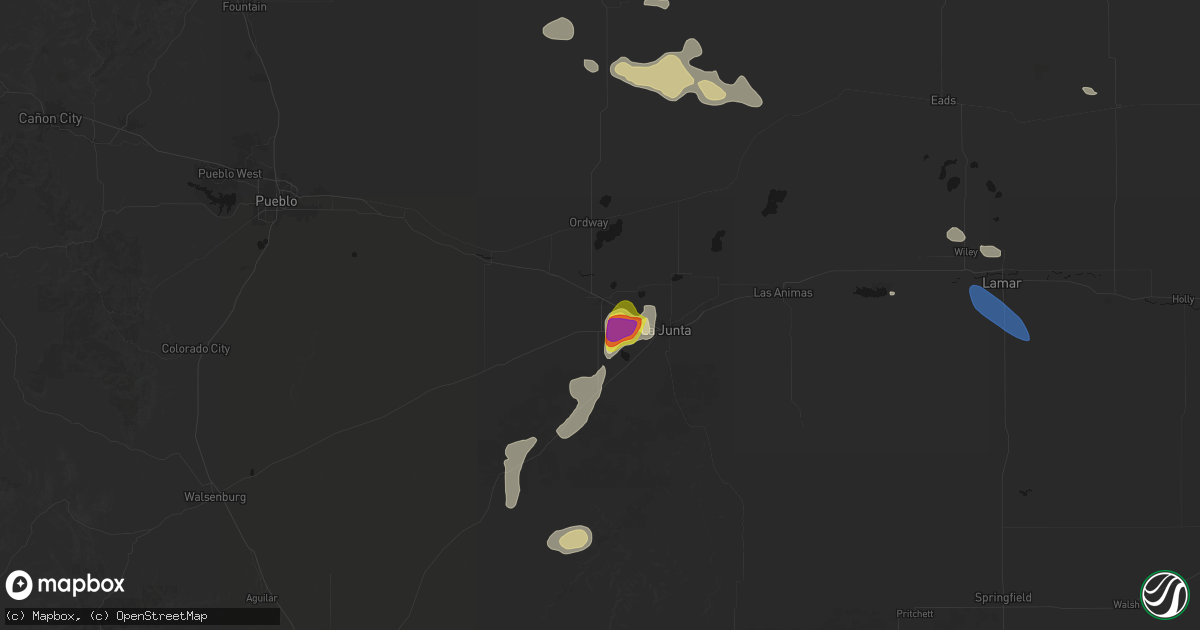 Hail map in Rocky Ford, CO on July 10, 2026