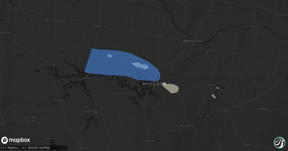 Hail map in Rocky Mount, MO on July 10, 2026