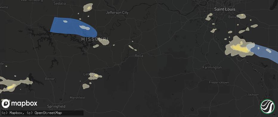 Hail map in Rolla, MO on July 10, 2026