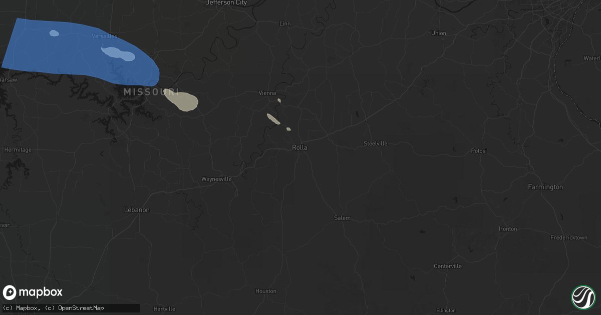 Hail map in Rolla, MO on July 10, 2026