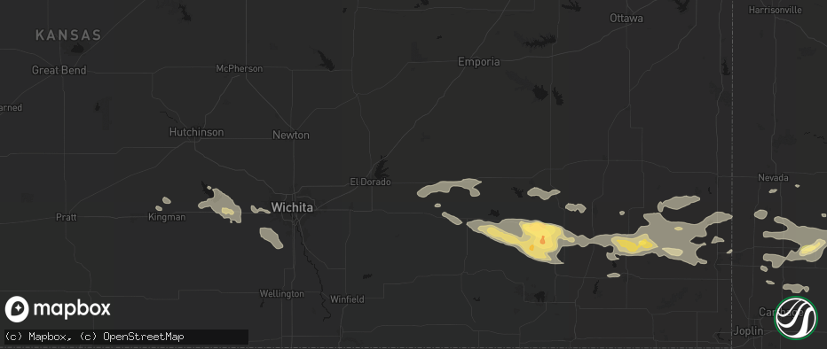 Hail map in Rosalia, KS on July 10, 2026
