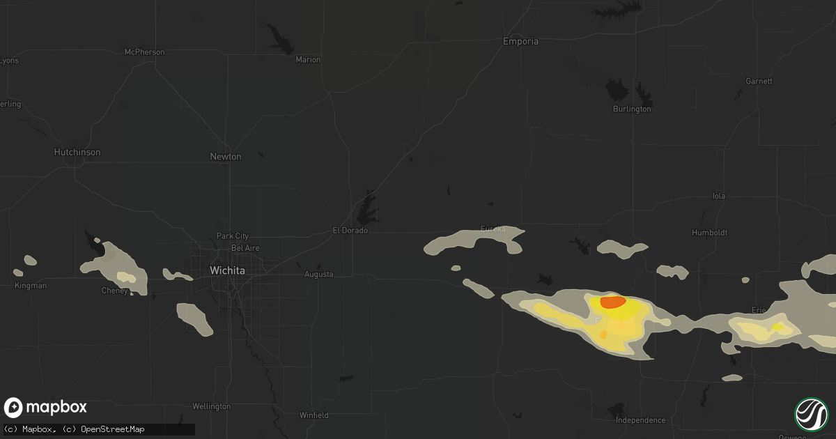 Hail map in Rosalia, KS on July 10, 2026