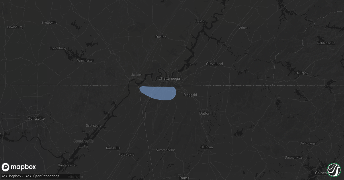 Hail map in Rossville, GA on July 10, 2026