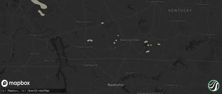 Hail map in Russellville, KY on July 10, 2026