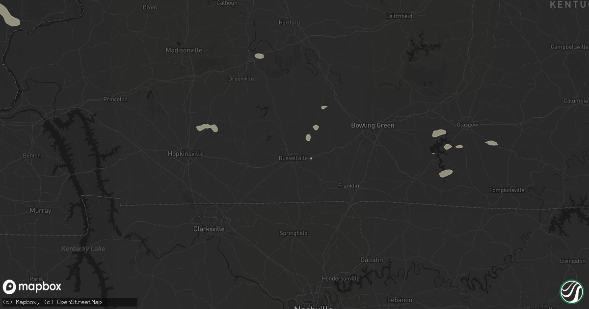 Hail map in Russellville, KY on July 10, 2026