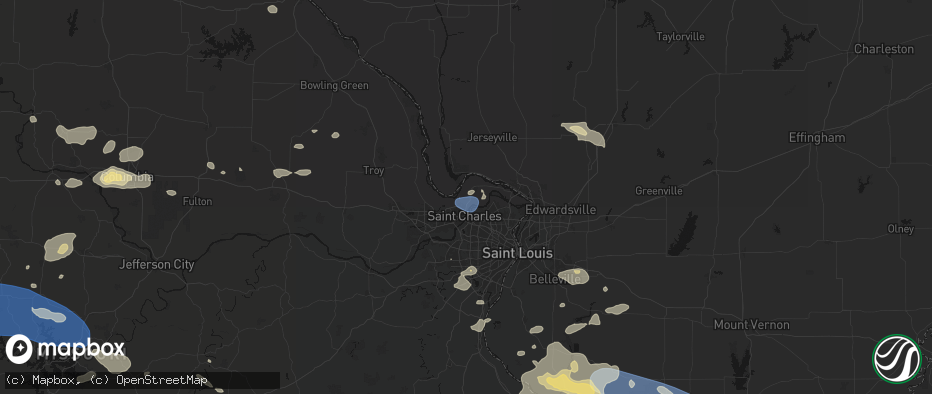 Hail map in Saint Charles, MO on July 10, 2026