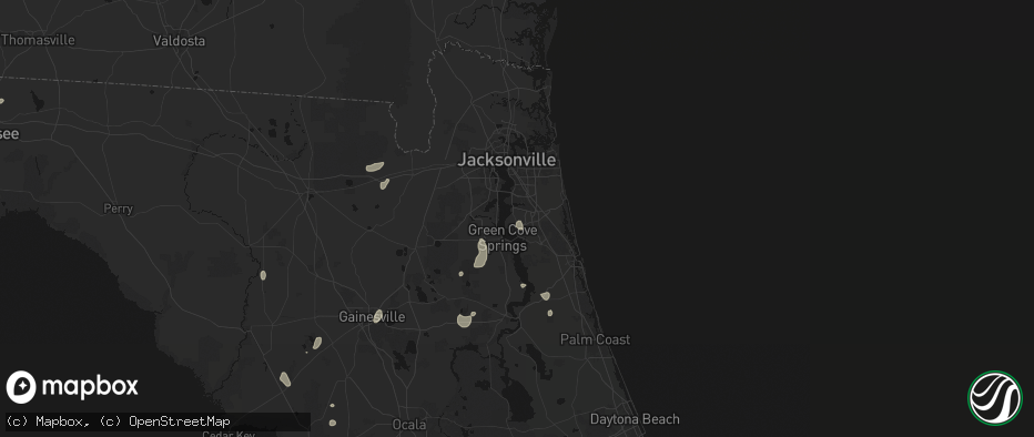 Hail map in Saint Johns, FL on July 10, 2026