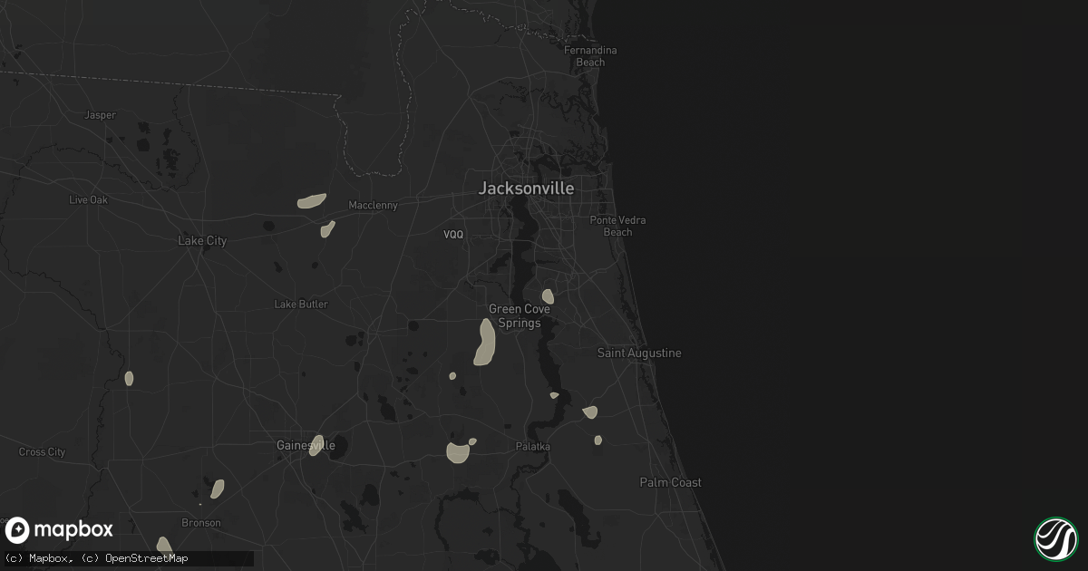 Hail map in Saint Johns, FL on July 10, 2026