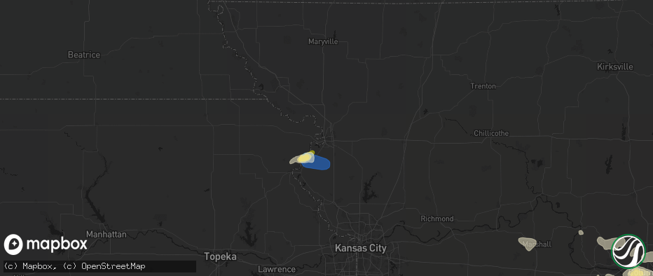 Hail map in Saint Joseph, MO on July 10, 2026