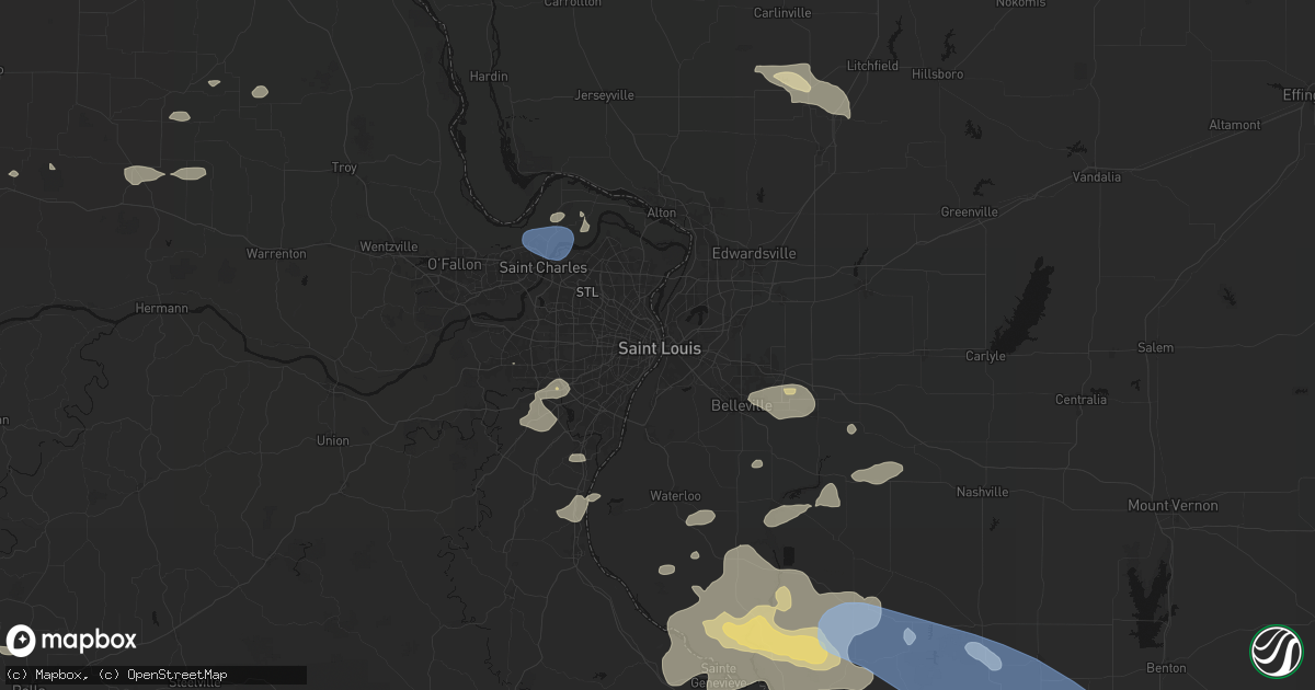 Hail map in Saint Louis, MO on July 10, 2026