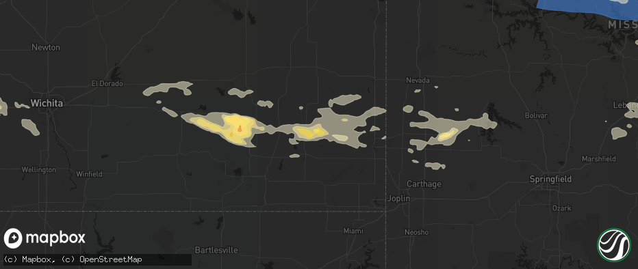 Hail map in Saint Paul, KS on July 10, 2026