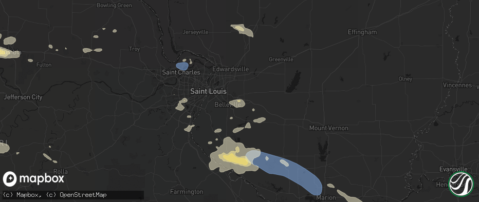Hail map in Scott Air Force Base, IL on July 10, 2026