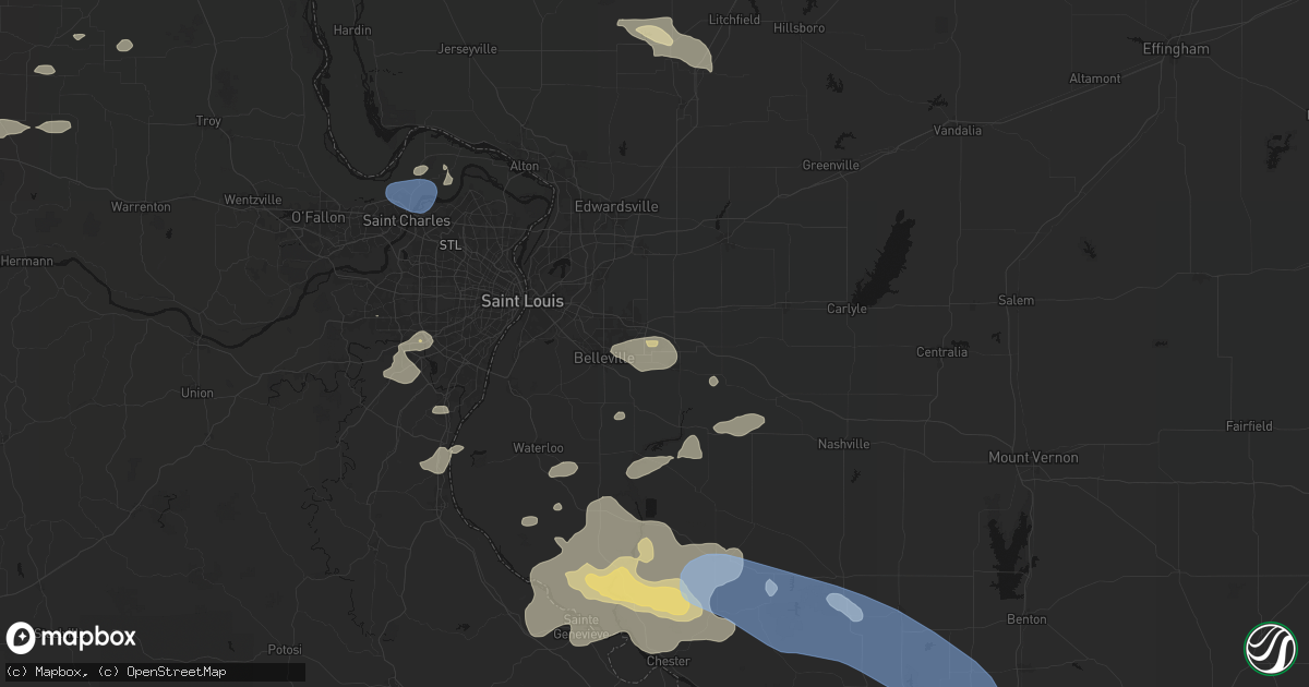 Hail map in Scott Air Force Base, IL on July 10, 2026
