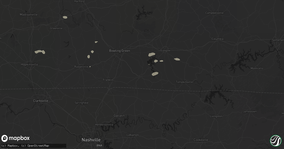 Hail map in Scottsville, KY on July 10, 2026