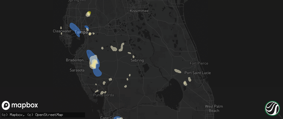 Hail map in Sebring, FL on July 10, 2026