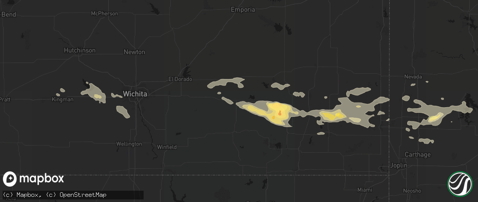 Hail map in Severy, KS on July 10, 2026