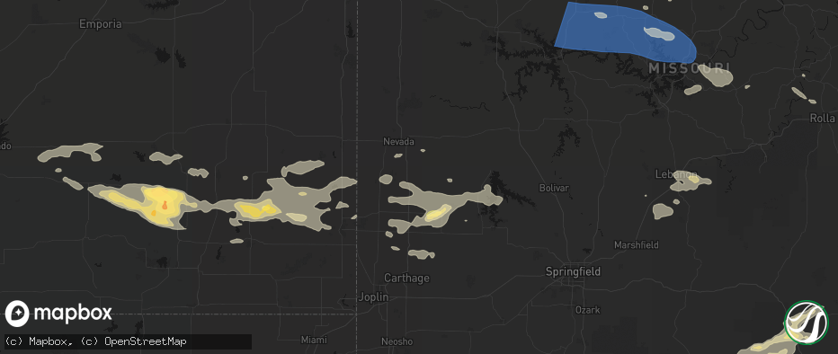 Hail map in Sheldon, MO on July 10, 2026