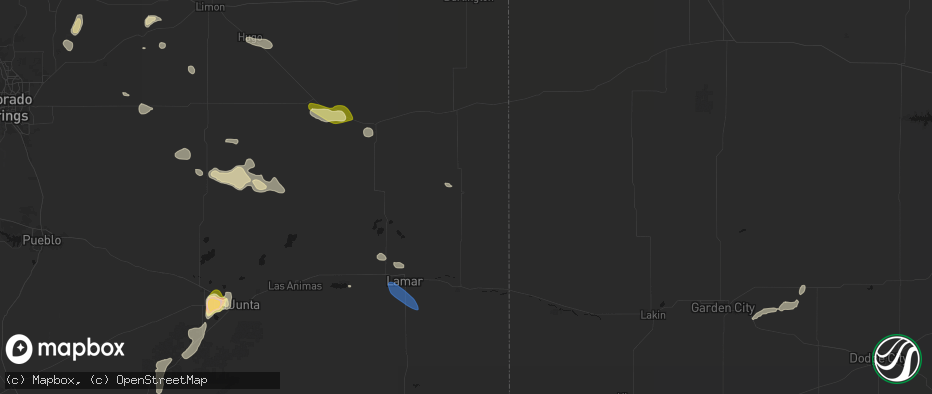 Hail map in Sheridan Lake, CO on July 10, 2026