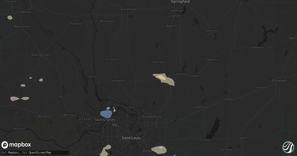 Hail map in Shipman, IL on July 10, 2026
