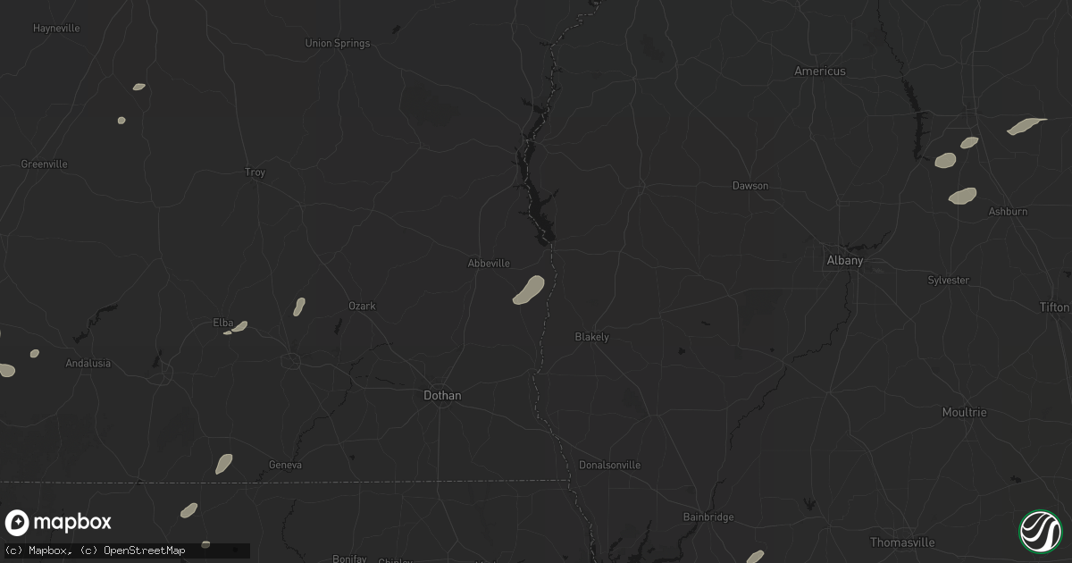 Hail map in Shorterville, AL on July 10, 2026