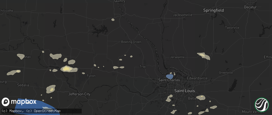 Hail map in Silex, MO on July 10, 2026