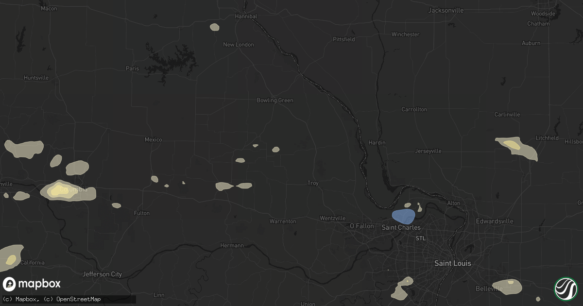 Hail map in Silex, MO on July 10, 2026