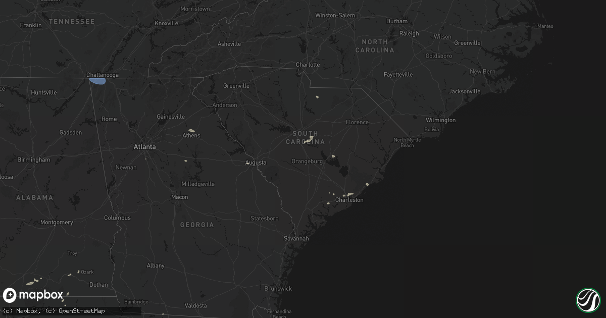 Hail map in South Carolina on July 10, 2026