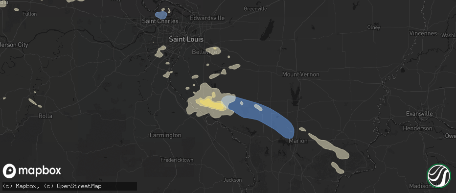 Hail map in Sparta, IL on July 10, 2026