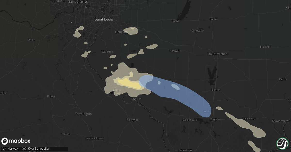 Hail map in Sparta, IL on July 10, 2026