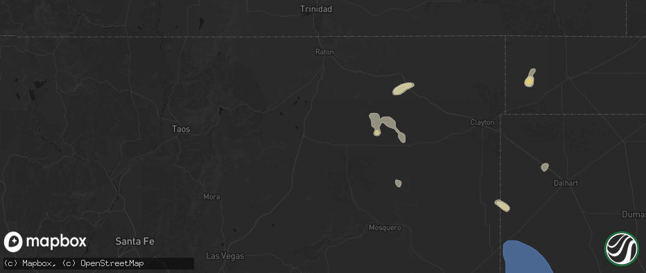 Hail map in Springer, NM on July 10, 2026