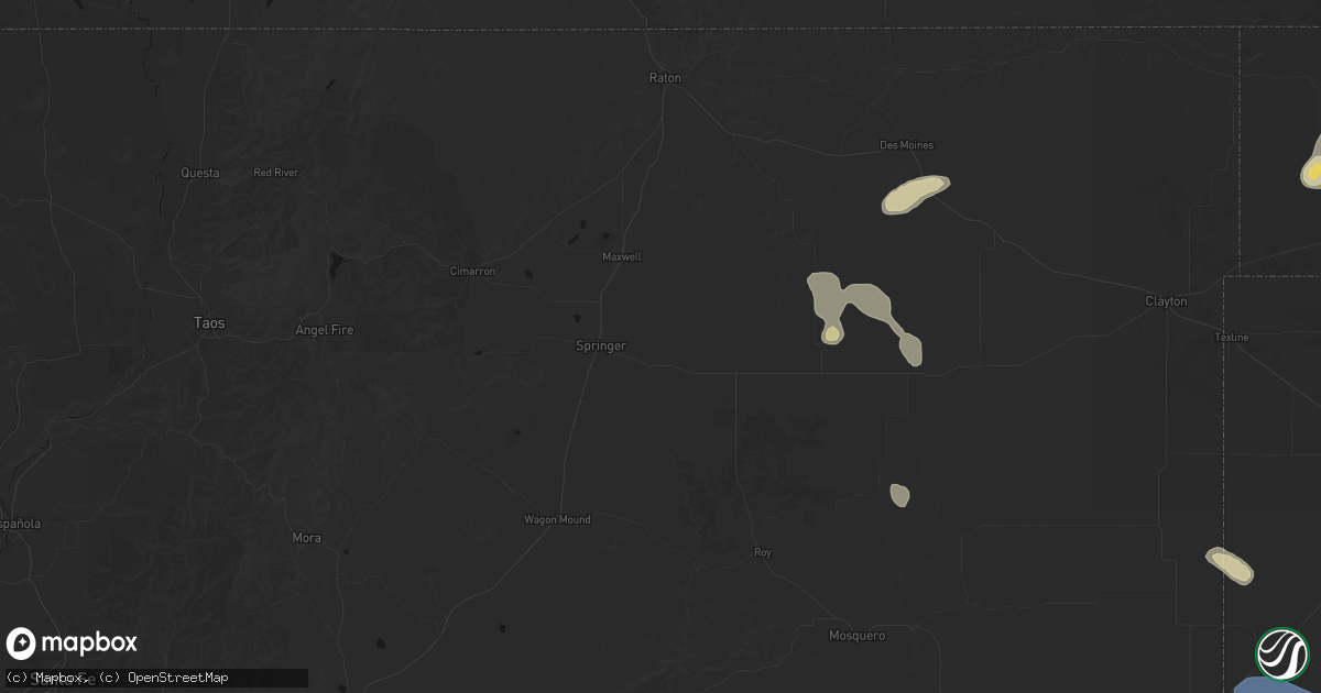 Hail map in Springer, NM on July 10, 2026